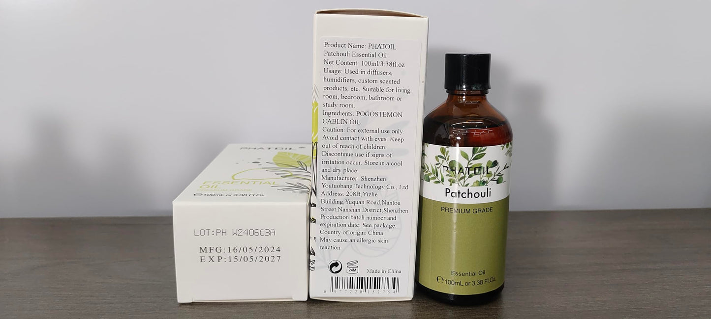 Patchouli Essential Oil 100ml – PHATOIL Pure Aromatherapy for Diffuser & DIY