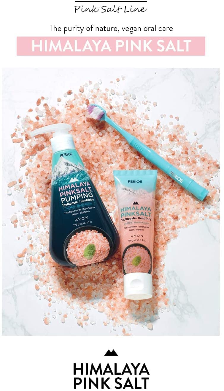 PERIOE Flouride-Free Himalayan Pink Salt Toothpaste - Ice Mint with Aloe Vera, 3.4 oz | Vegan & Cruelty-Free