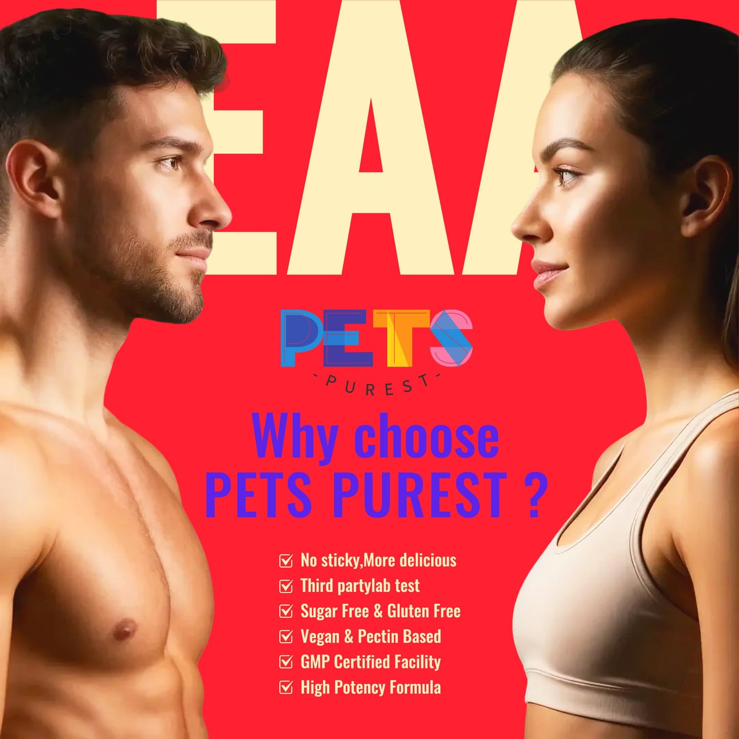 Pets Purest EAA Gummies 120 Strawberry – All 9 EAAs & BCAAs