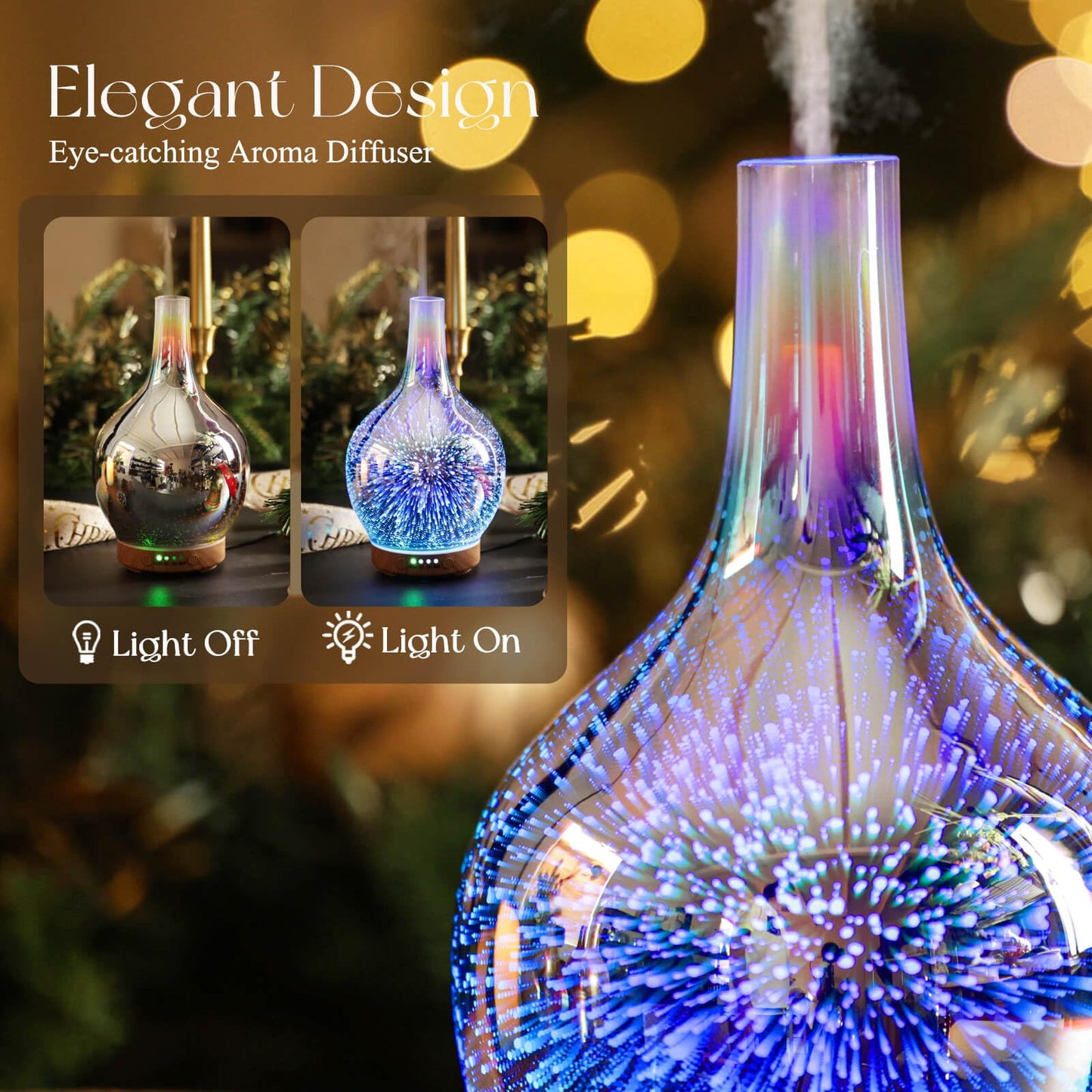 Porseme 150ml 3D Glass Essential Oil Diffuser – Auto Shut-Off