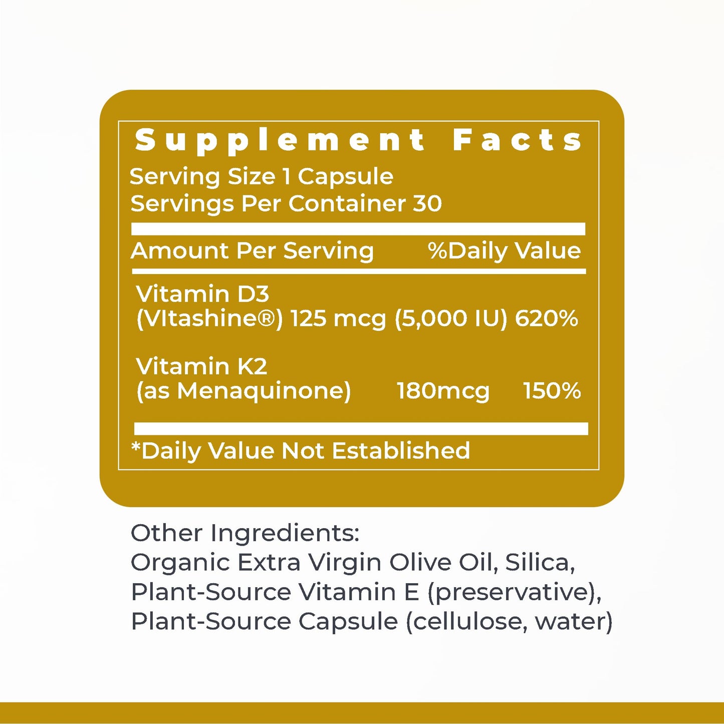 Premier Research Labs Vitamin D3 + K2 5000 IU – Vegan, Gluten-Free Bone & Heart Support, 30 Plant-Based Capsules