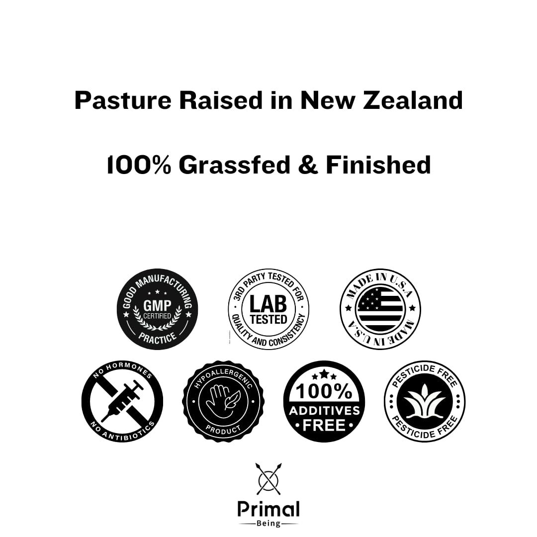 Primal Being Grass-Fed Beef Cartilage Collagen (Type I-V & XI) – Hair, Skin, Nails & Joints | 120 Capsules
