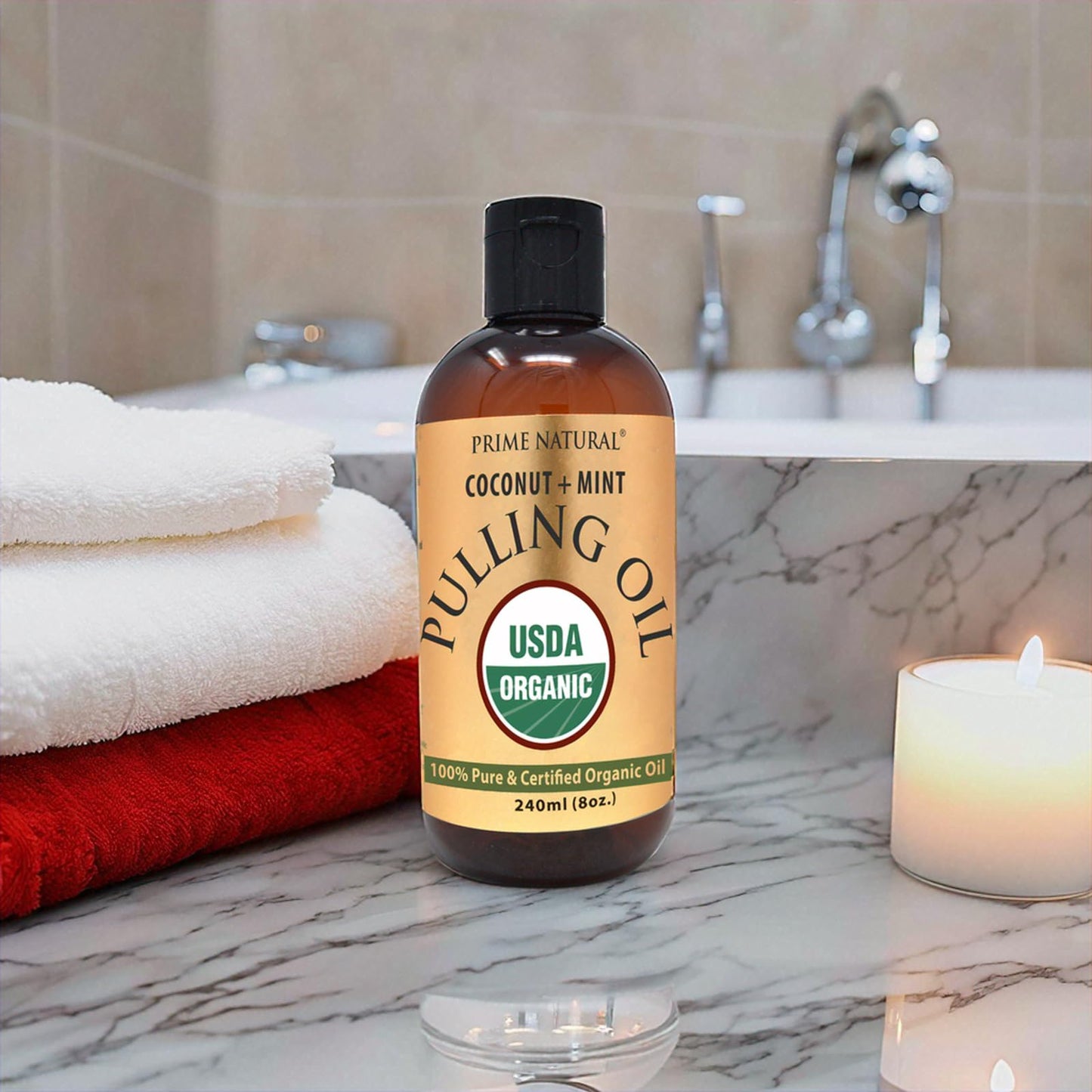 Prime Natural Oil Pulling 8oz – Organic Coconut & Peppermint | Cocomint