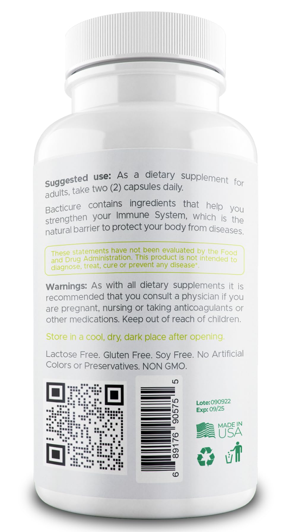 Bacticure Probiotic 120 Capsules | Digestive Health, Women's Wellness & Immune Support