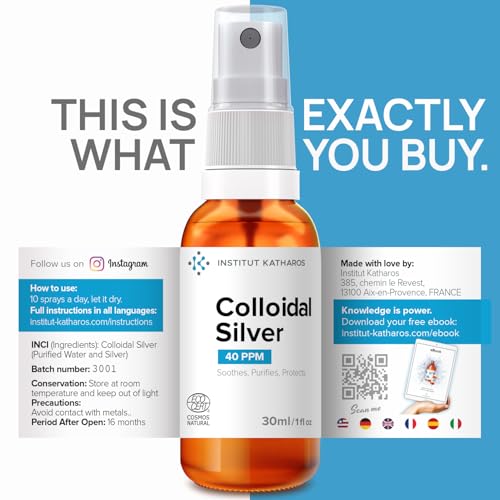 Premium Colloidal Silver Spray 40 PPM - 1 oz | 100% Natural | Includes Free E-book | Lab Certified