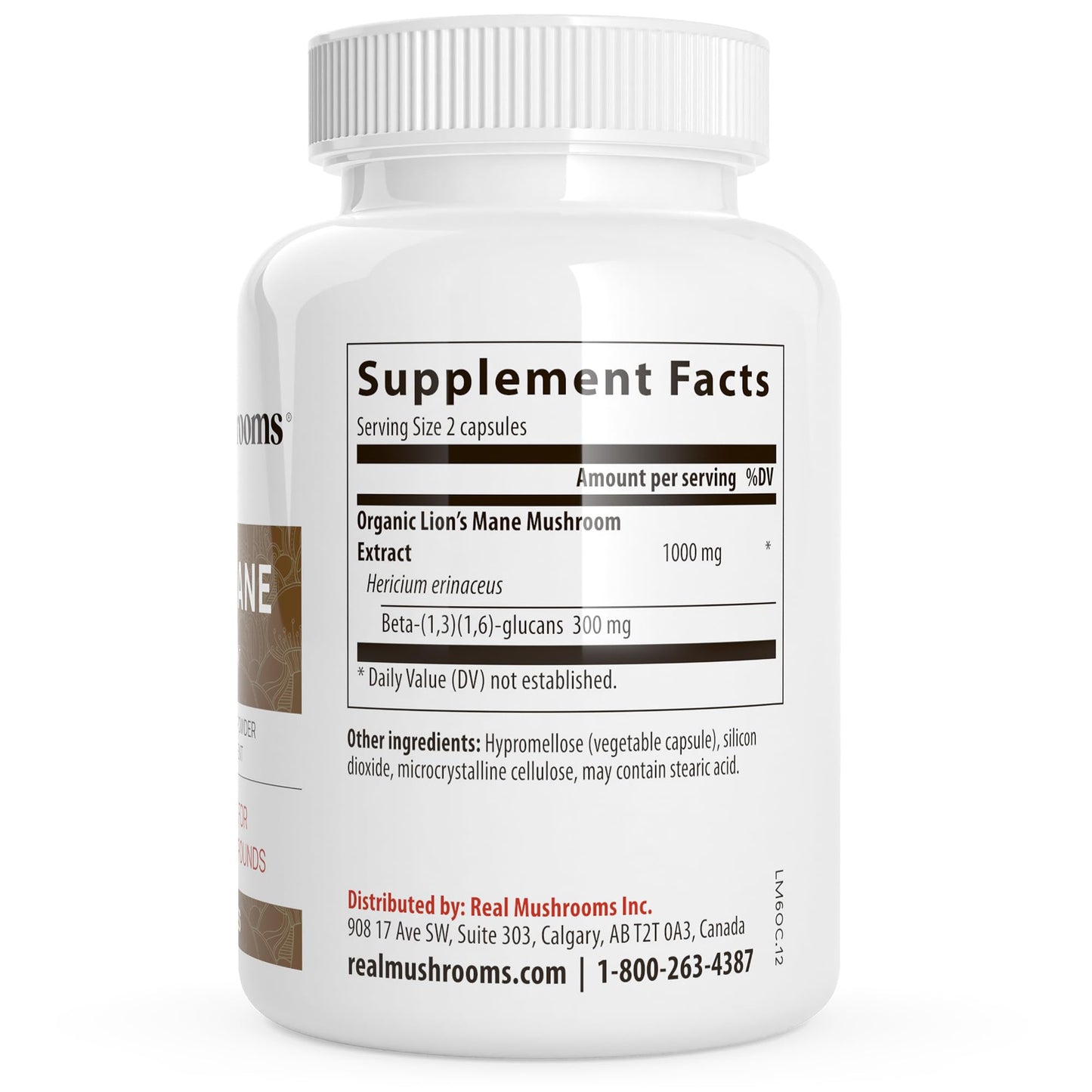 Real Mushrooms Lion’s Mane Supplement Capsules - Organic, Vegan, 300 ct, Beta-Glucan Rich