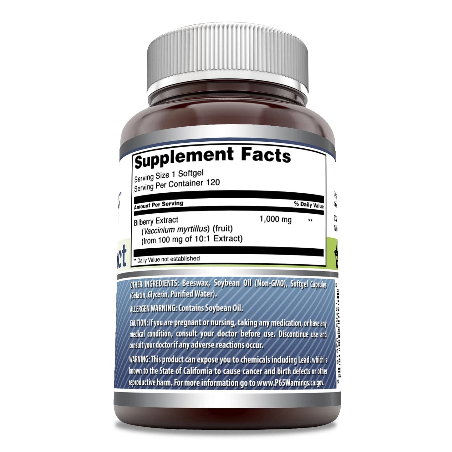 Amazing Formulas Bilberry Extract Supplement 1000 mg - 120 Softgels | Rich in Vitamins