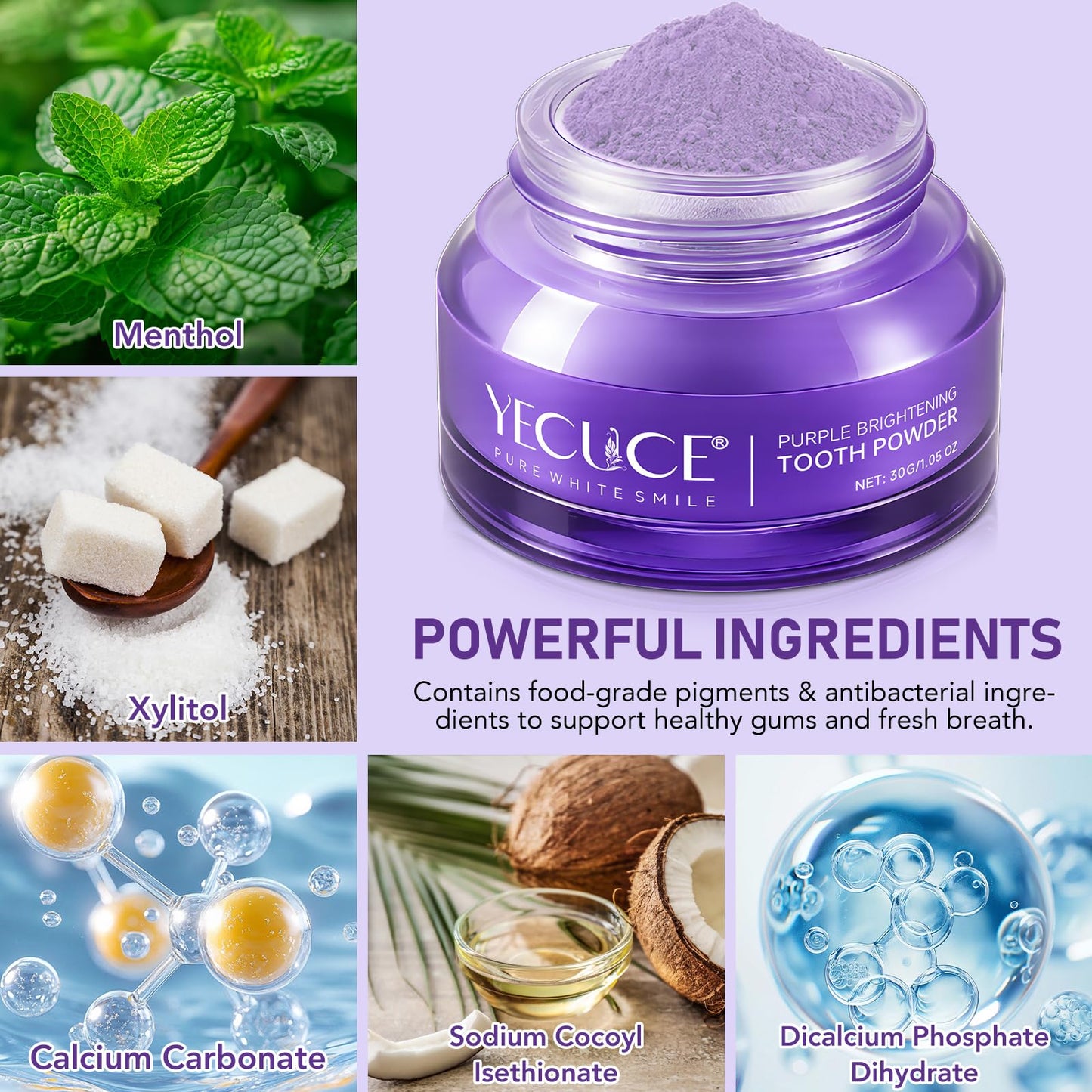 Purple Brightening Powder Toothpaste ā Whitening, No Sensitivity, Enamel Safe