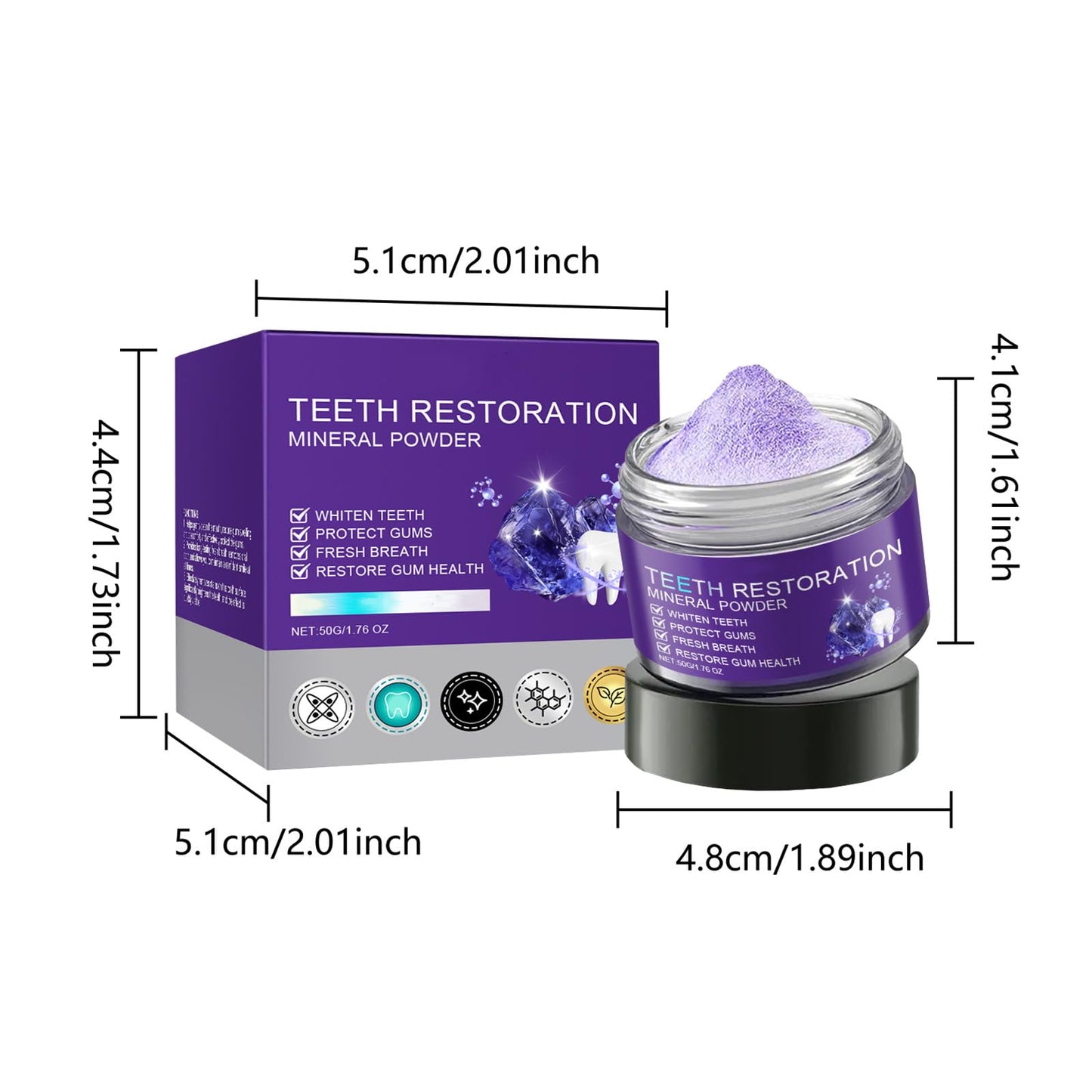 2PCS Purple Teeth Restoration Mineral Powder – Strengthen Teeth & Gums for Daily Use