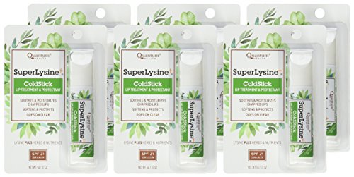 Quantum Research Coldstick, Super Lysine, 0.17 Ounce (Pack of 6) – SPF-21 Lip Care