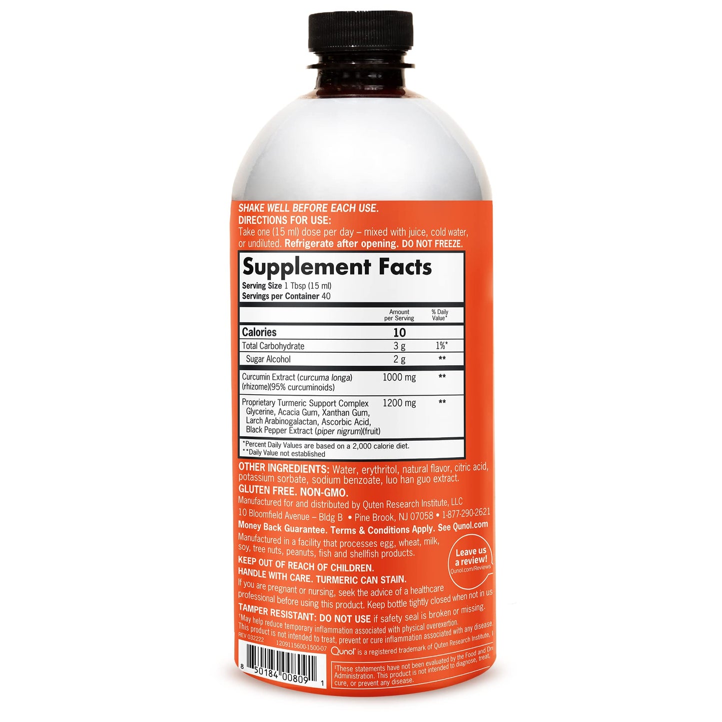 Qunol Liquid Turmeric Curcumin 1000mg with Black Pepper – Joint Support