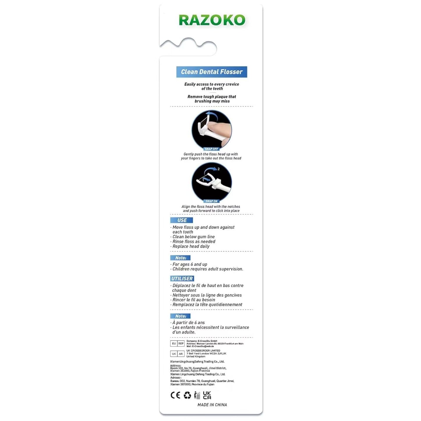 RAZOKO Ultimate Flosser Kit – 1 Handle & 120 Extra Strength Refills