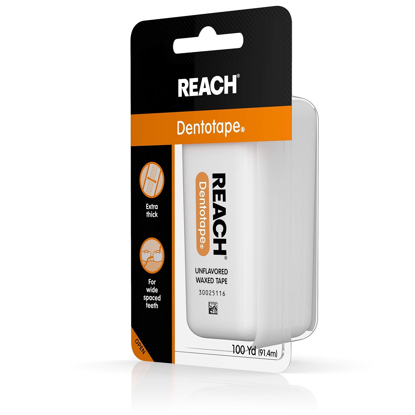 REACH Dentotape Waxed Tape, Unflavored – 100 Yards (Pack of 10)