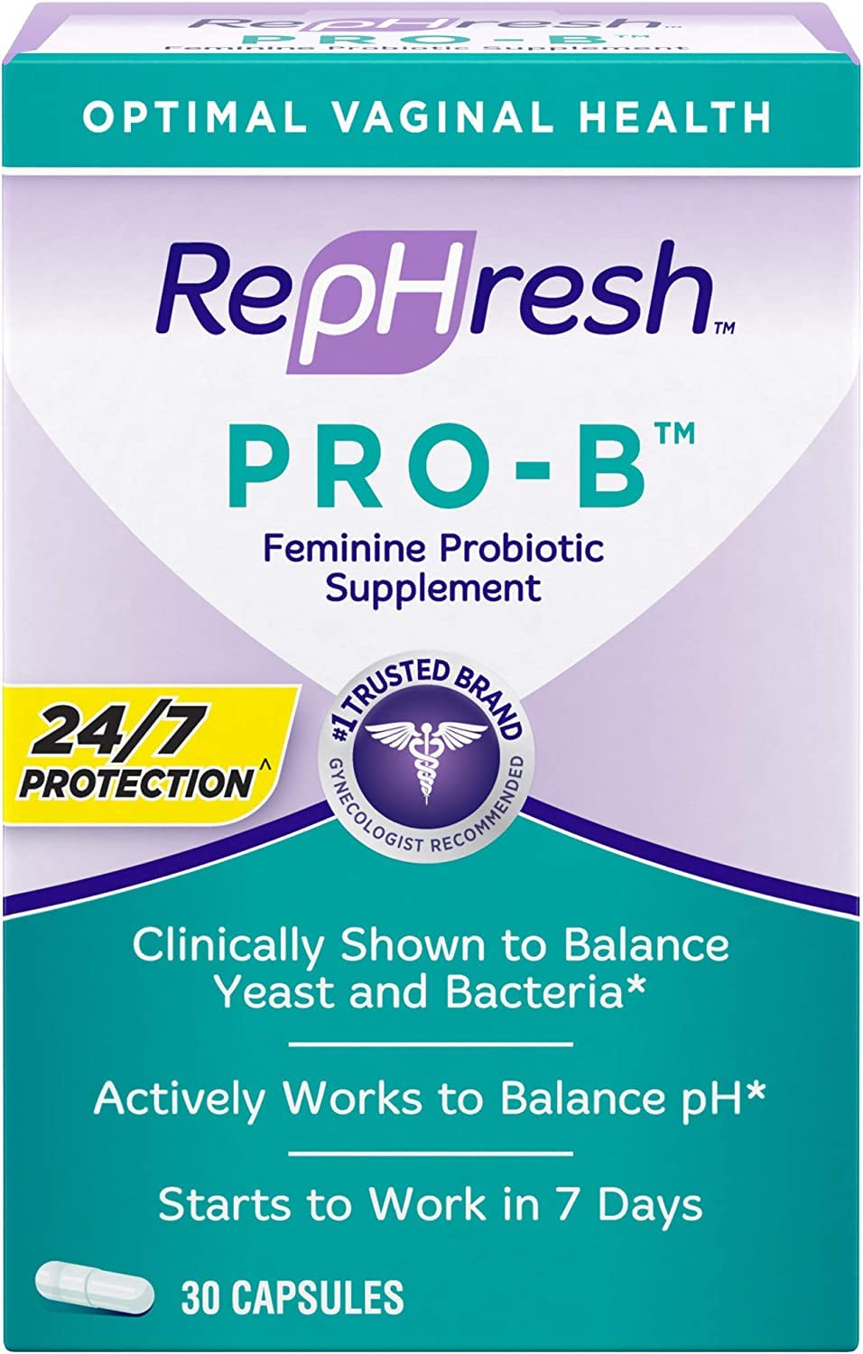 RepHresh Pro-B Probiotic Feminine Supplement – 2-Pack, 30-Count Capsules