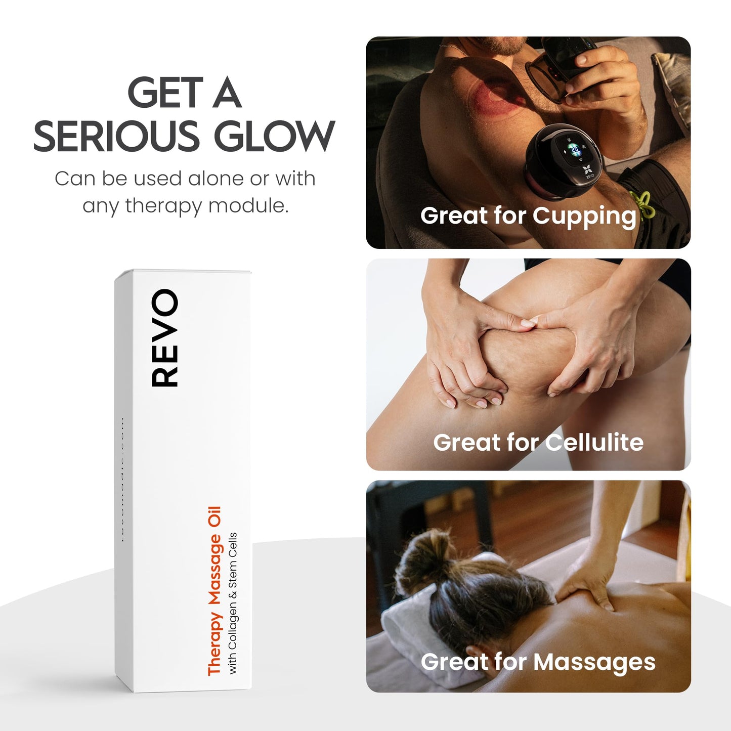 REVO Anti-Cellulite Massage Oil with Collagen & Stem Cells | Tighter, More Elastic Skin
