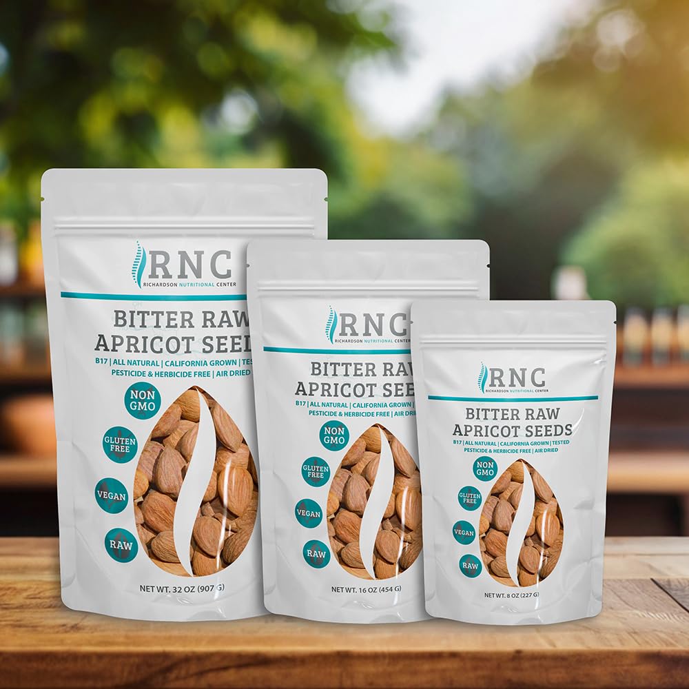 Richardson Nutritional Center Fresh Raw Bitter Apricot Seeds (2 lb) — California Grown, Lab Tested, Vegan, Gluten & GMO Free