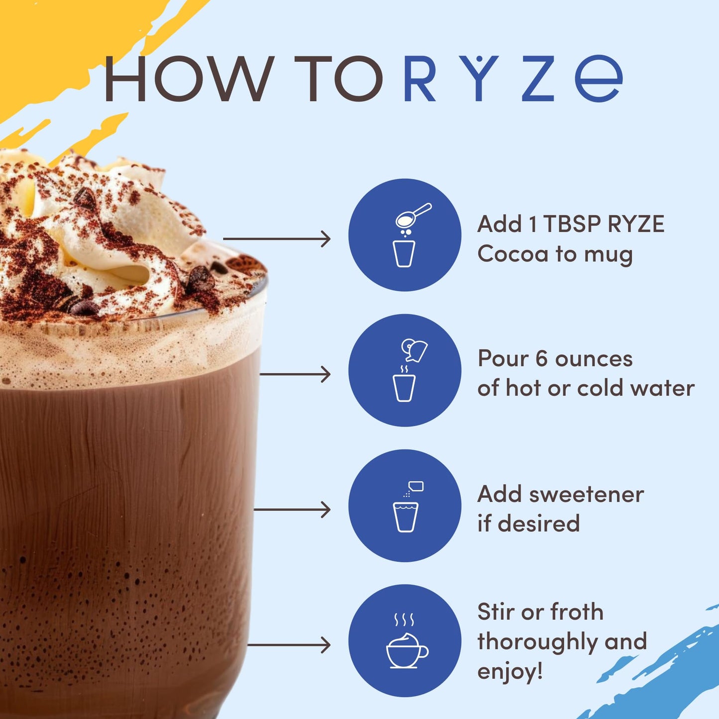 RYZE SUPERFOODS Mushroom Hot Cocoa with Melatonin Sleep Support – Keto Cocoa Powder, 20 Servings