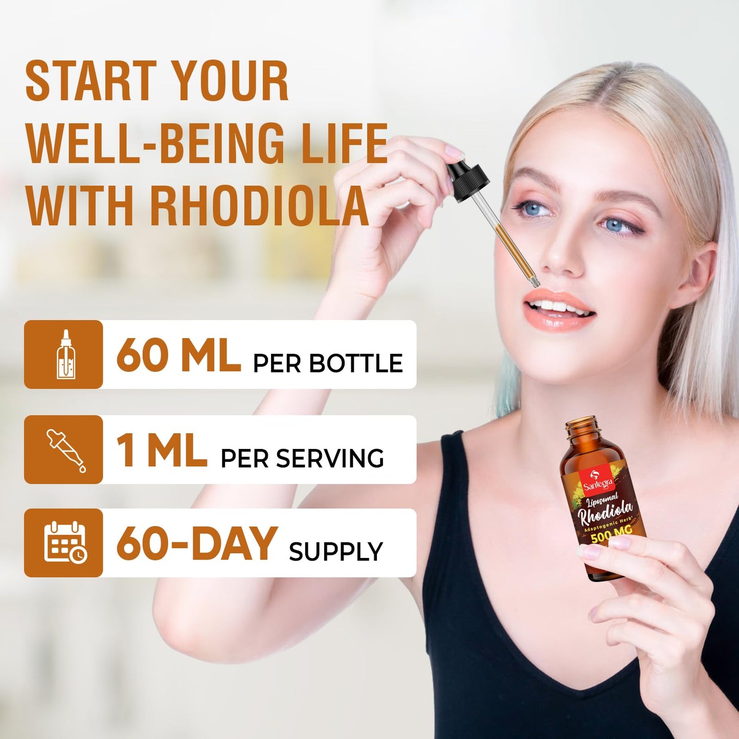 Santegra 57,000mg Liposomal Rhodiola Rosea with Ashwagandha — 360ml Liquid