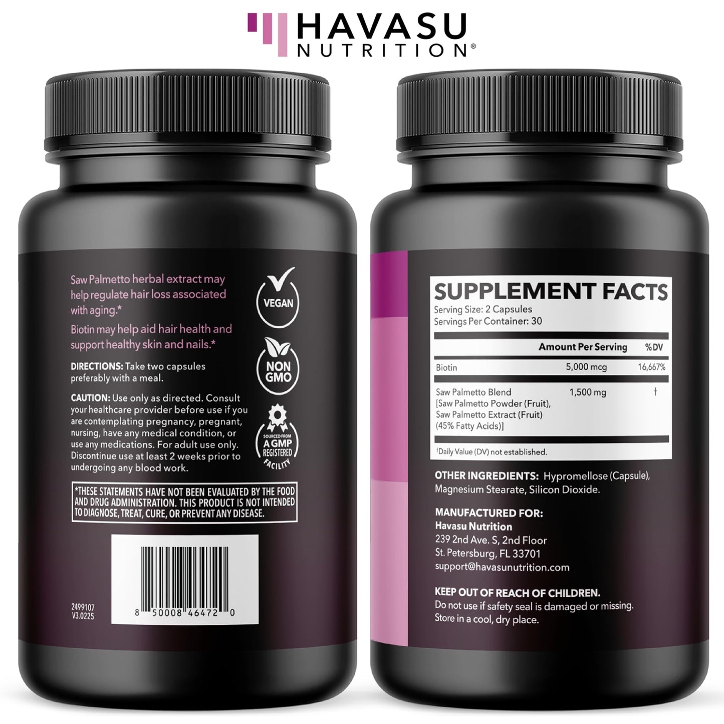 Saw Palmetto for Women with Biotin 5000mcg | DHT Blocker for Hair, Skin & Nails