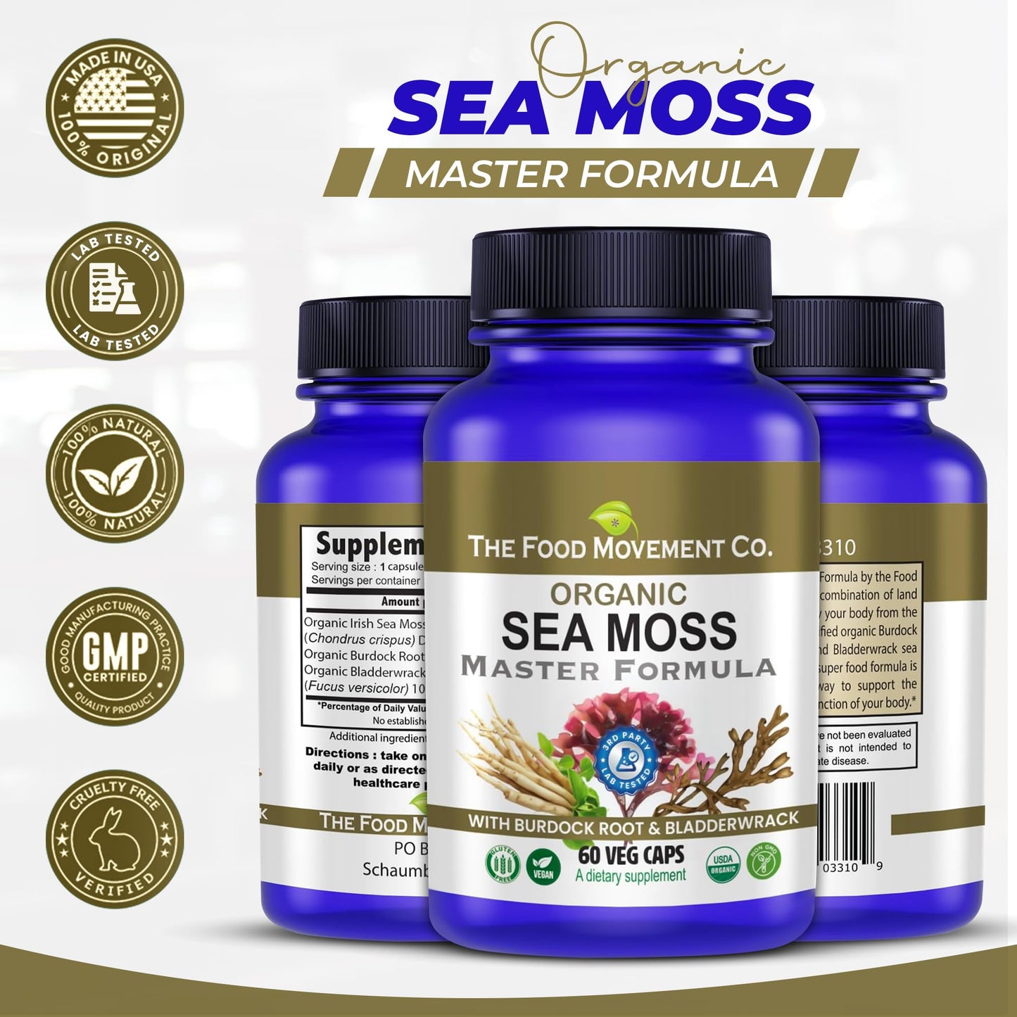 Sea Moss Master Formula with Burdock & Bladderwrack | Gut Health | The Food Movement Co.