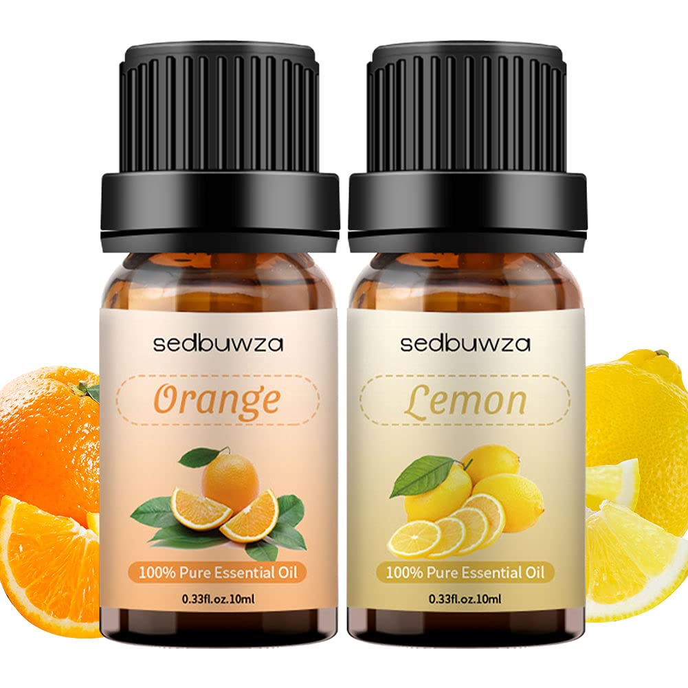 Sedbuwza Lemon & Orange Essential Oil Set - 2x10ml | Diffuser & Aromatherapy