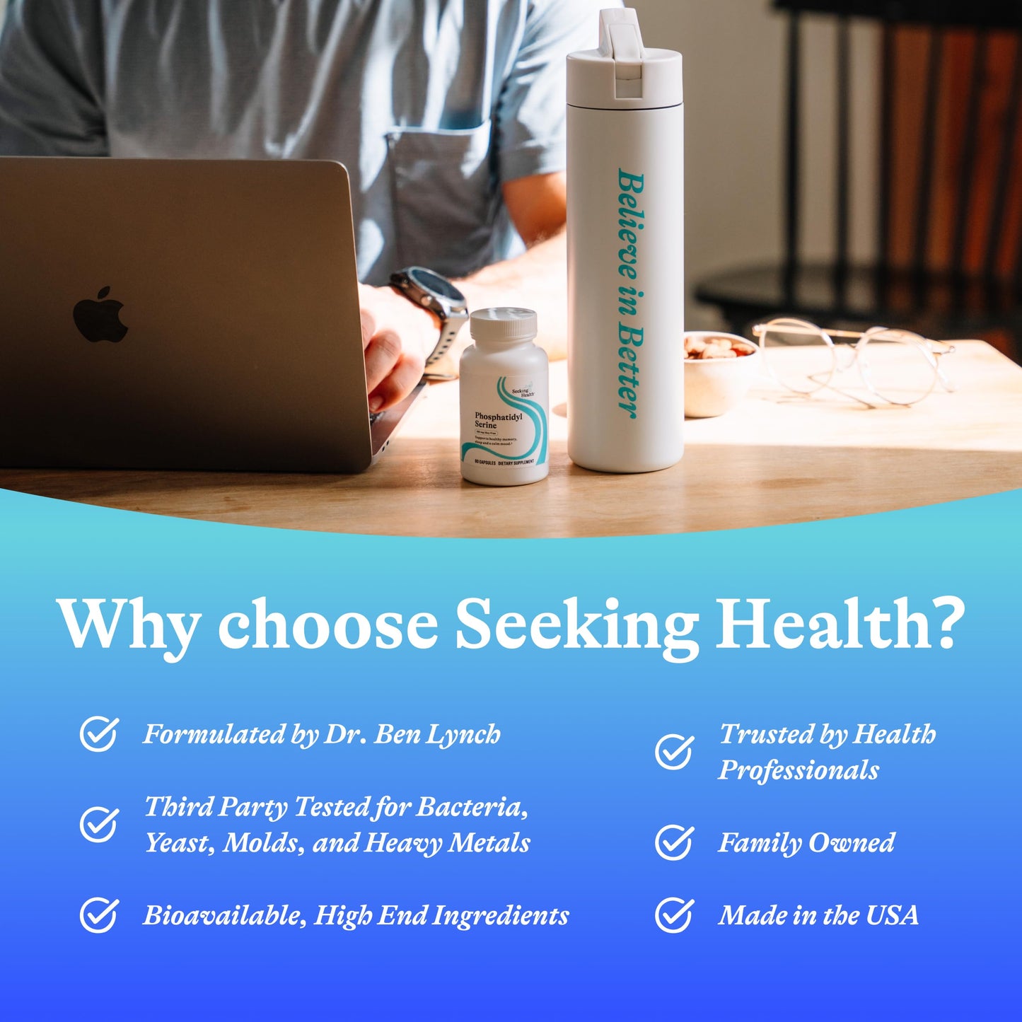 Seeking Health Phosphatidyl Serine, 100 mg Phosphatidylserine from Sunflower, Supports Concentration and Healthy Mood, Stress Response Support, Soy-Free, Non-GMO, Vegetarian (60 Capsules)*