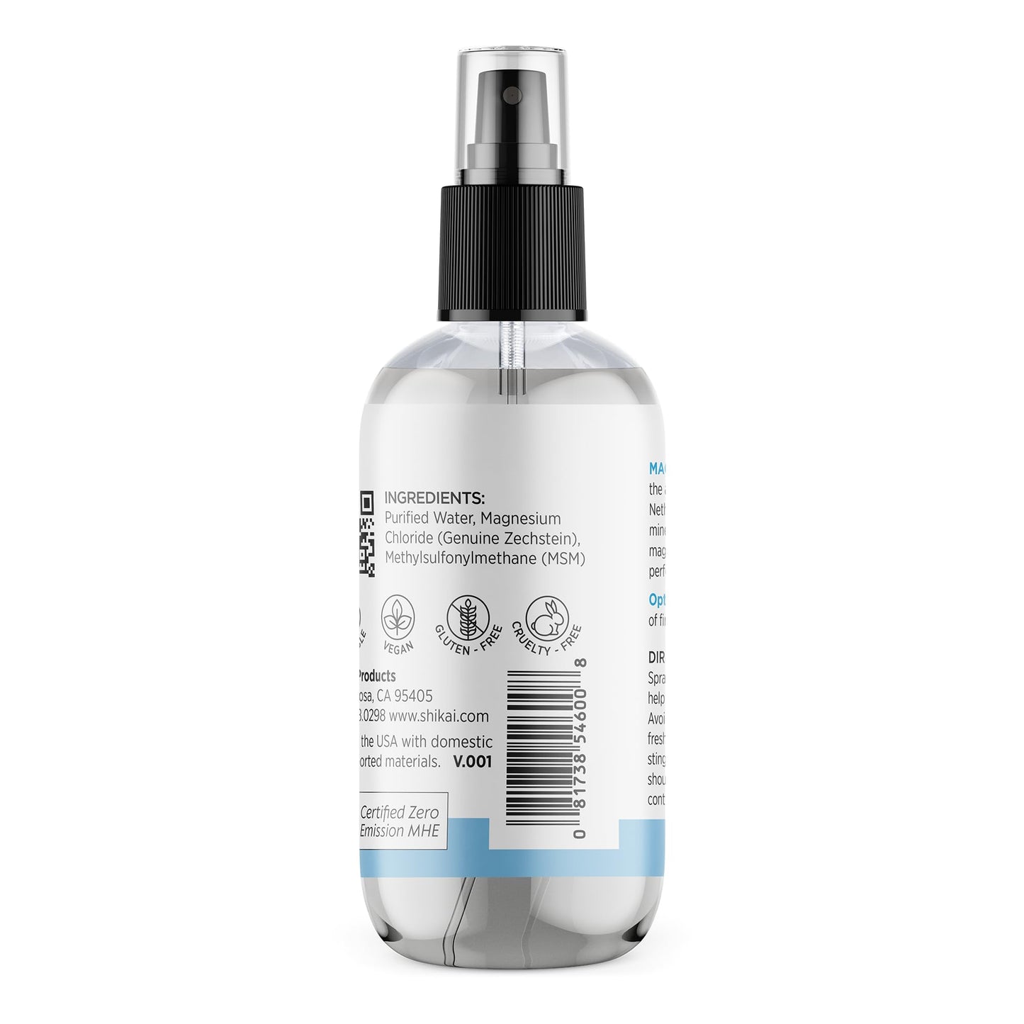 ShiKai Magnesium Body Ease Spray (3.75 oz) – Fragrance Free Topical Magnesium