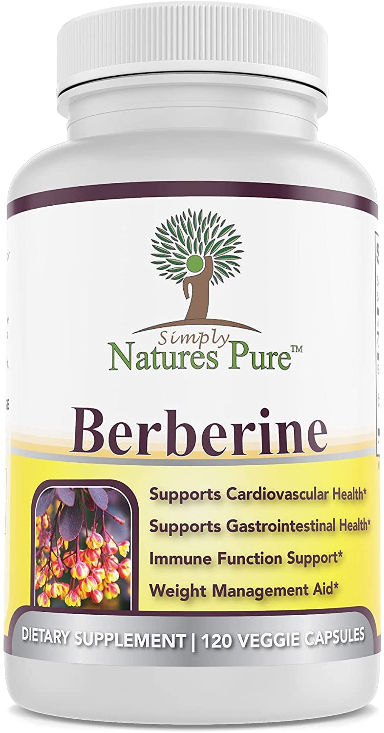 Simply Natures Pure Premium Berberine HCl 500mg - 120 Capsules - Cardiovascular GI Immune Support - Chromium Cinnamon (Pack of 3)