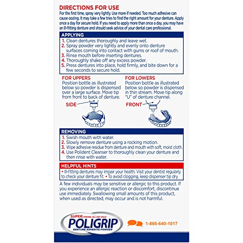 Super Poligrip Extra Strength Denture Adhesive Powder – 1.6 oz, 6-pack