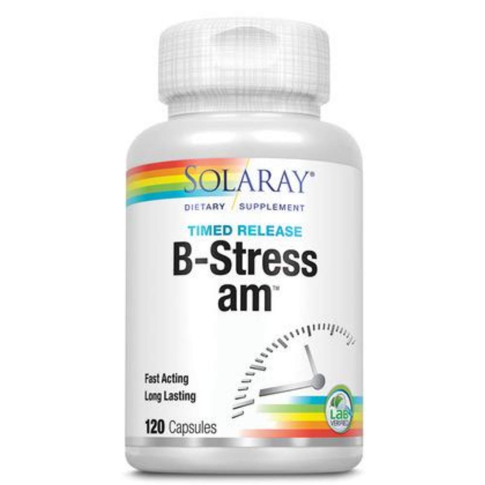 Solaray B-Stress AM Two-Stage Timed Release Supplement – 120 Count