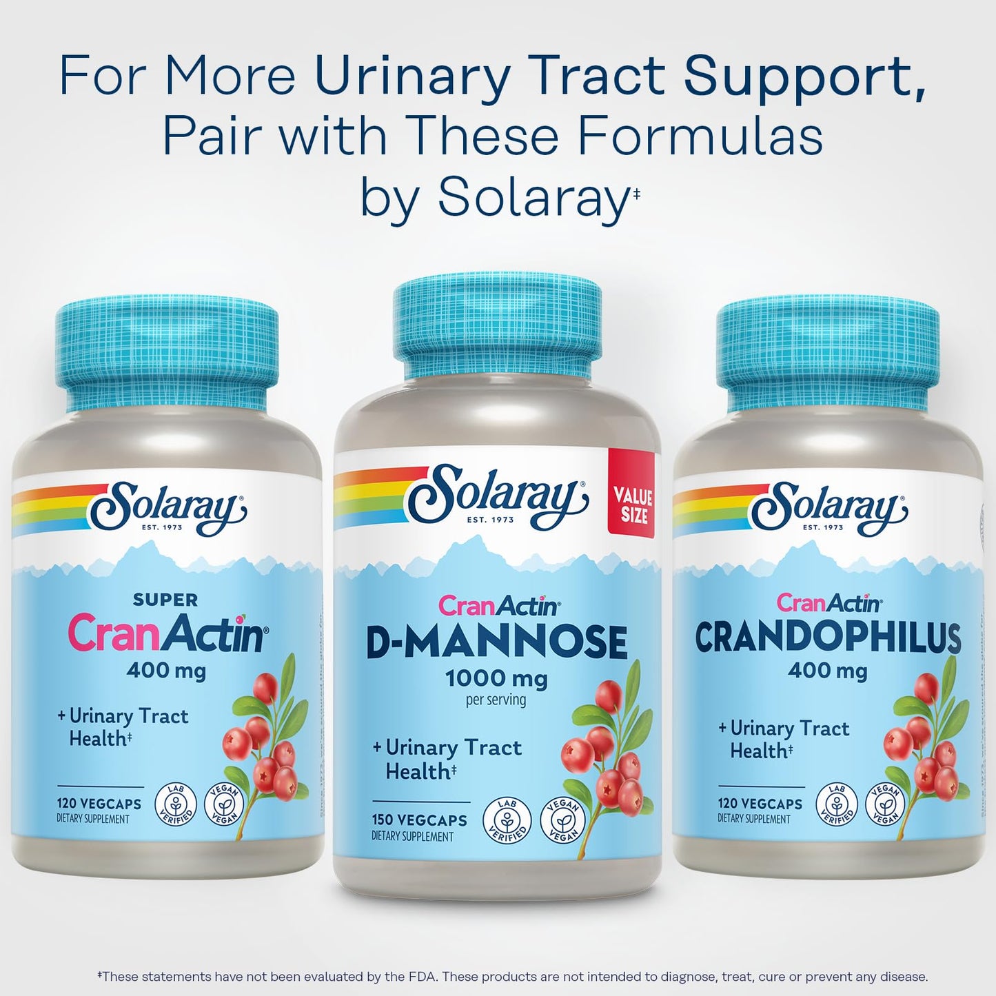 Solaray D-Mannose 1000mg with CranActin Cranberry – Urinary Health Support, Vegan, 150 VegCaps