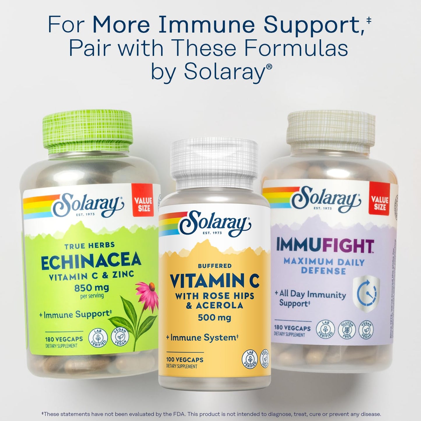 SOLARAY Buffered Vitamin C 500mg + Rose Hips & Acerola | Immune Support