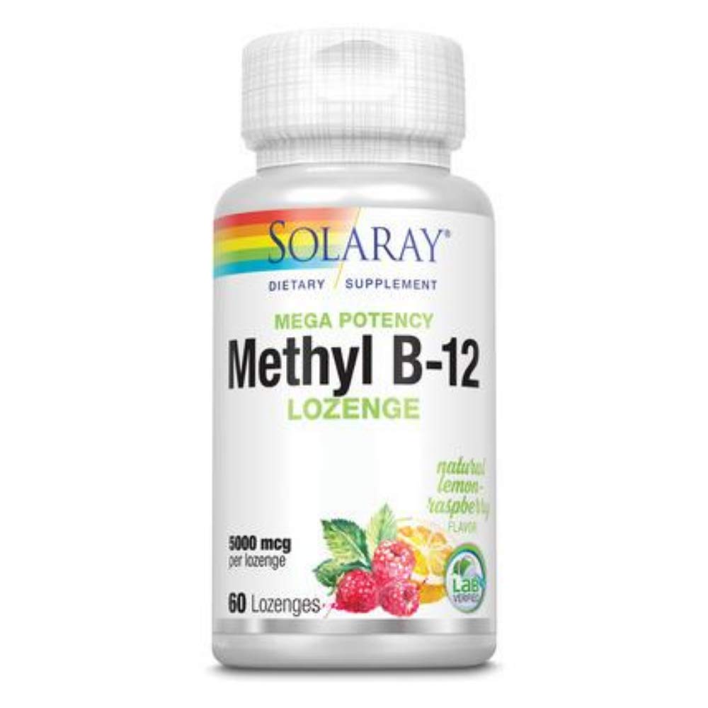 Solaray Methyl B12 Lozenge Lemon | 5000 mcg, 60 ct | Vitamin B12 Methylcobalamin