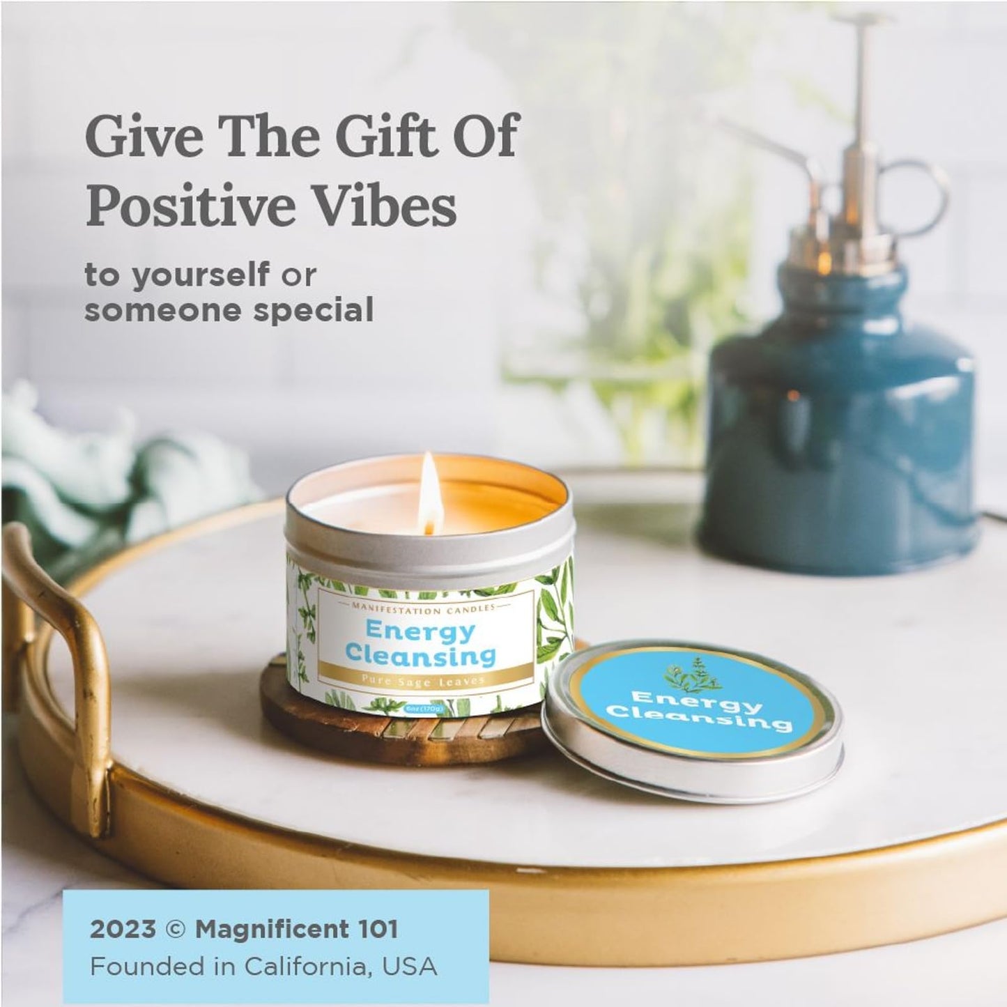 Magnificent 101 Sage Candle 6oz – 35h Burn, Natural Soy for Manifestation