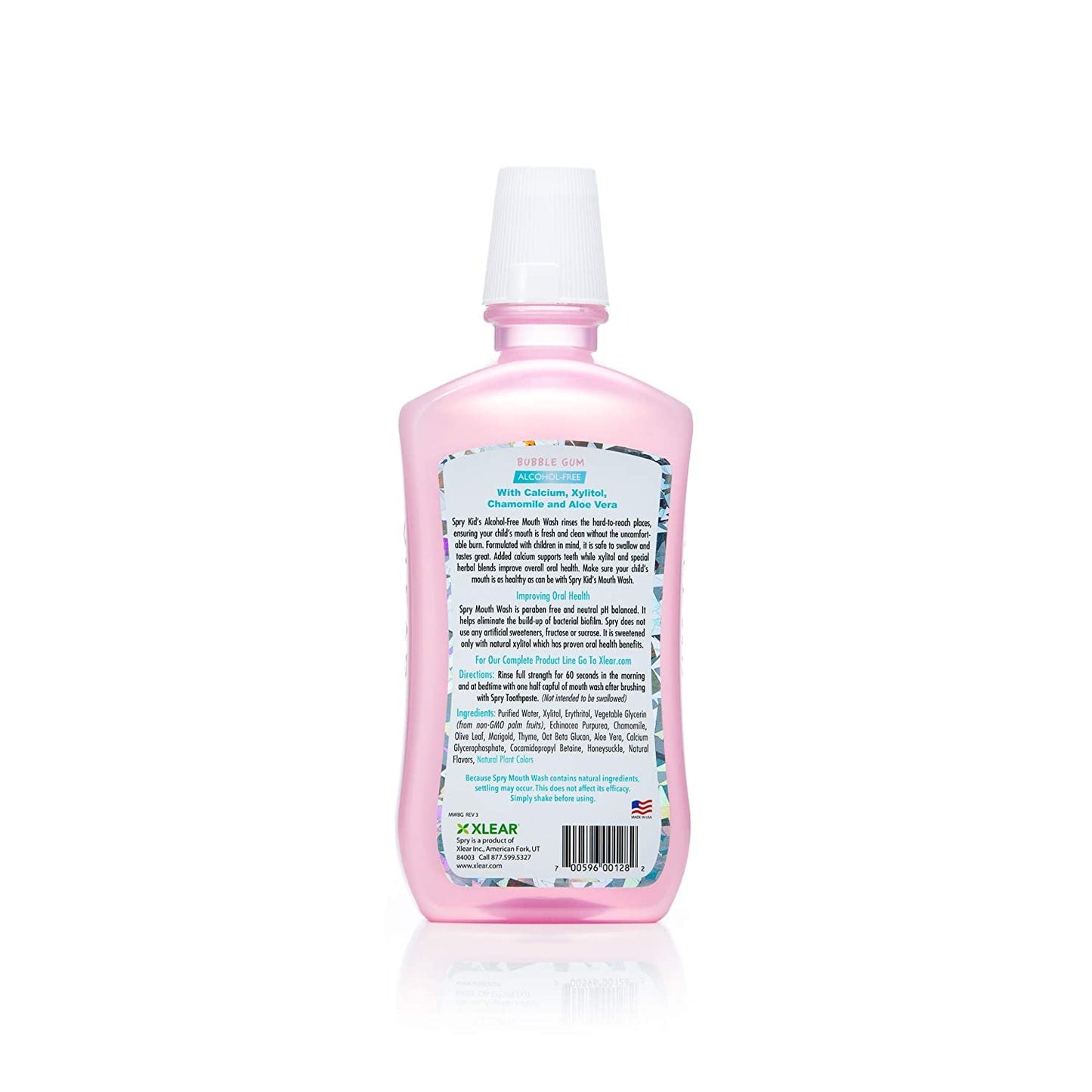 Spry Natural Xylitol Mouthwash Fluoride Free with Enamel Support - Bubble Gum (16 fl oz, Pack of 2)