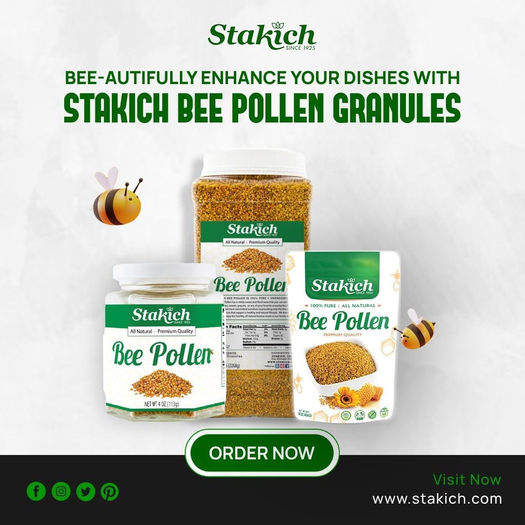 Stakich Bee Pollen Granules – 5 Pound, Pure & All-Natural