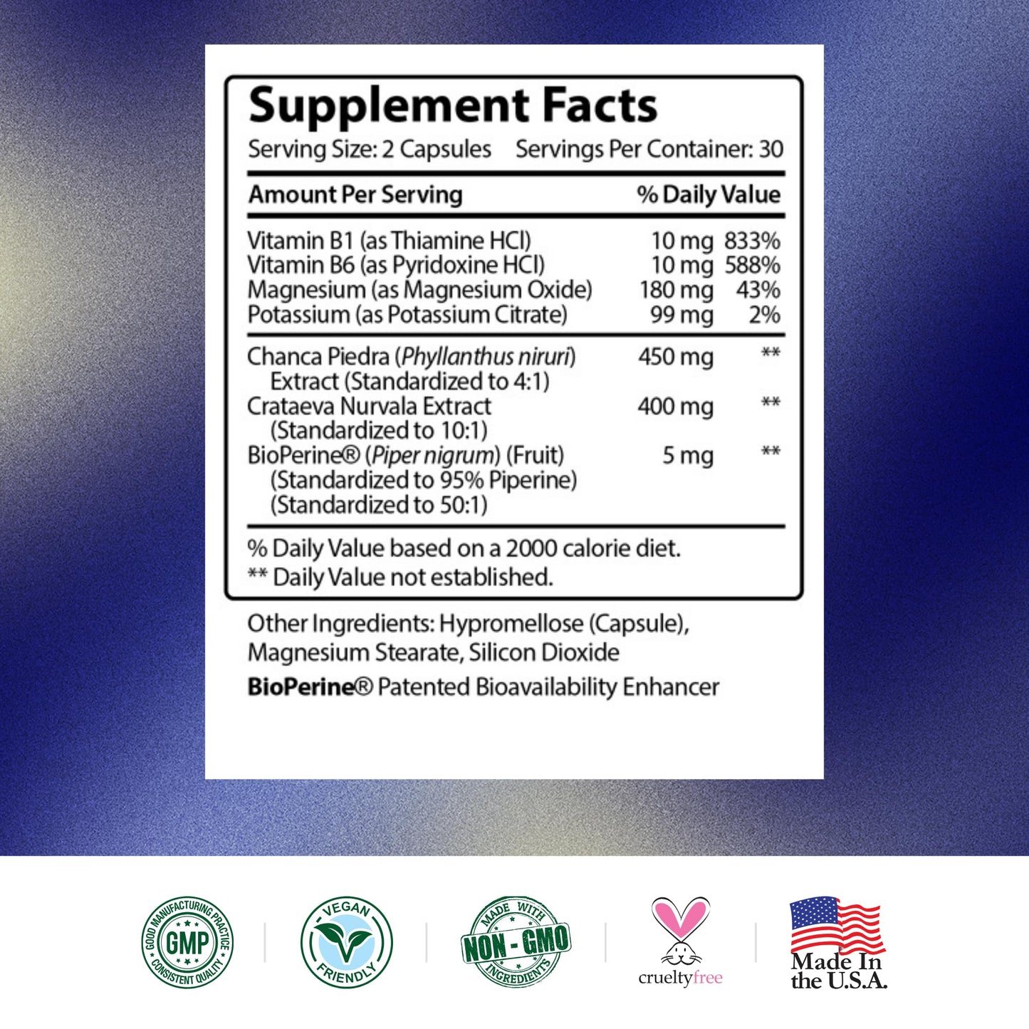 Research Verified Stone Support - Kidney Stone Defense | Chanca Piedra, Crataeva Nurvala, BioPerine | Vegan - 60 Capsules