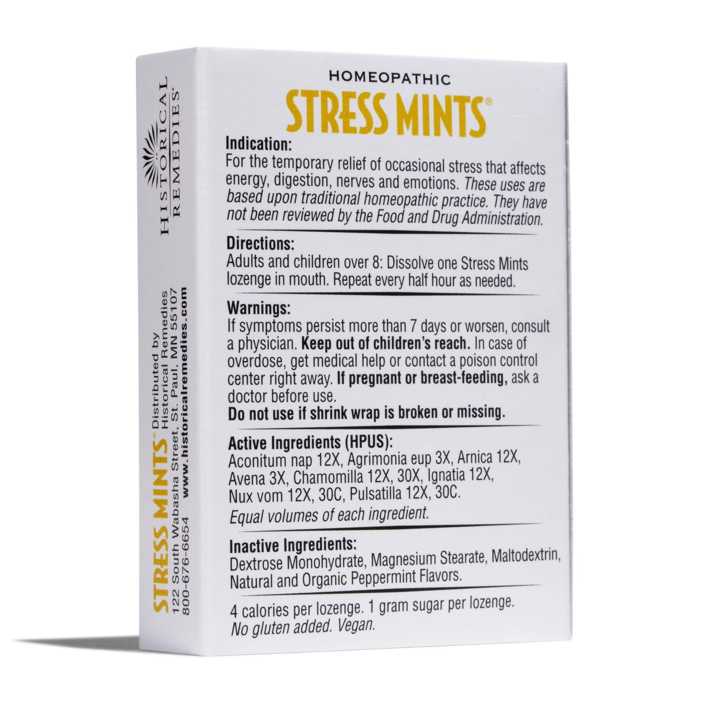 Historical Remedies Stress Mints (1 Pack) - Homeopathic Lozenges for Stress & Digestion | Organic Peppermint, Vegan & Gluten-Free