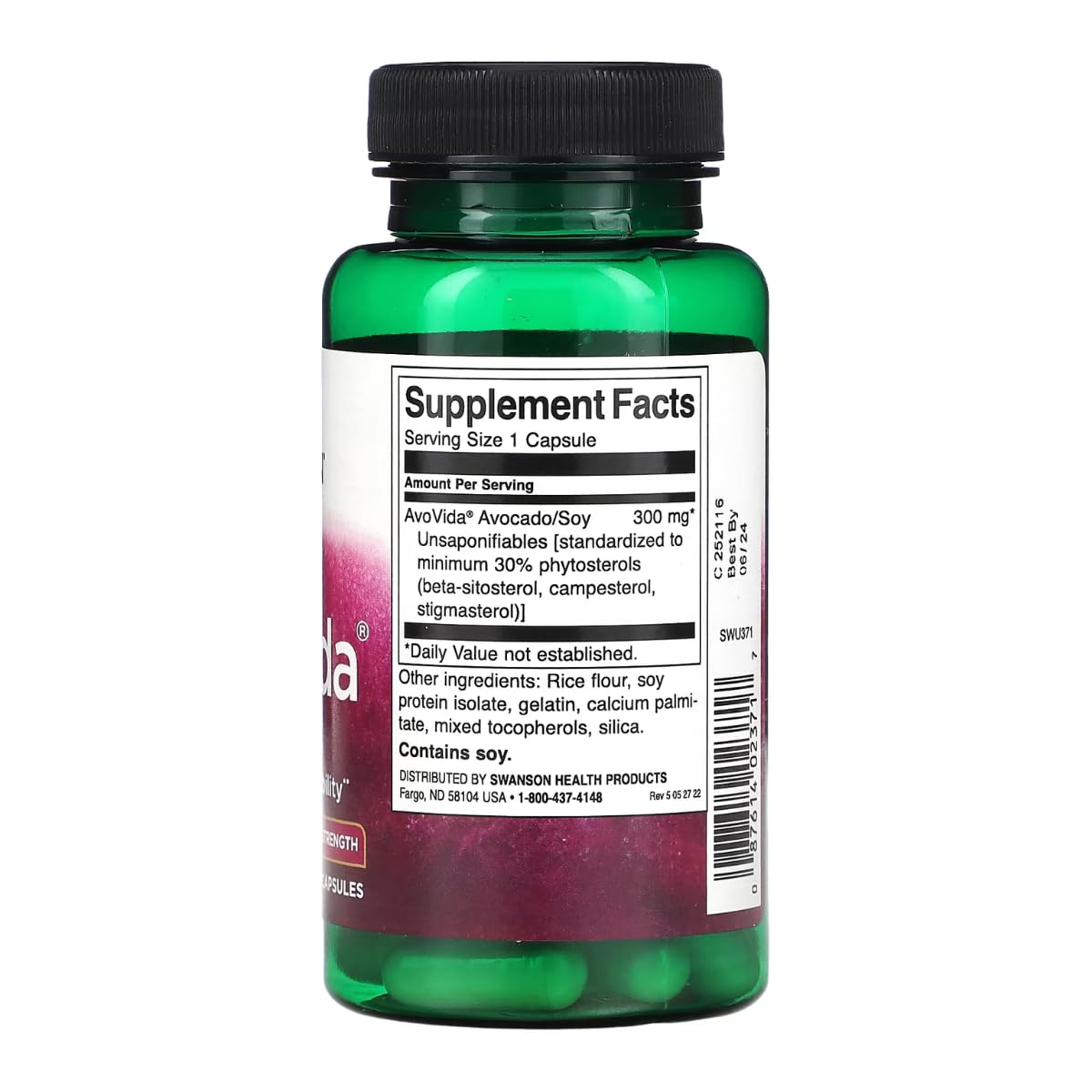 Swanson AvoVida: Avocado & Soybean Unsaponifiables for Joint Mobility - 3 Pack (60 Capsules, 300 mg Each)