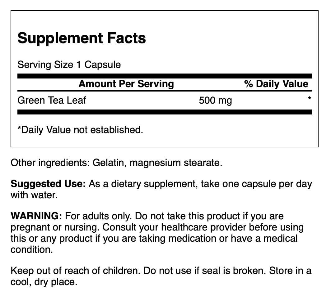 Swanson Green Tea 500 mg – 30 Capsules | Antioxidants & Vitality