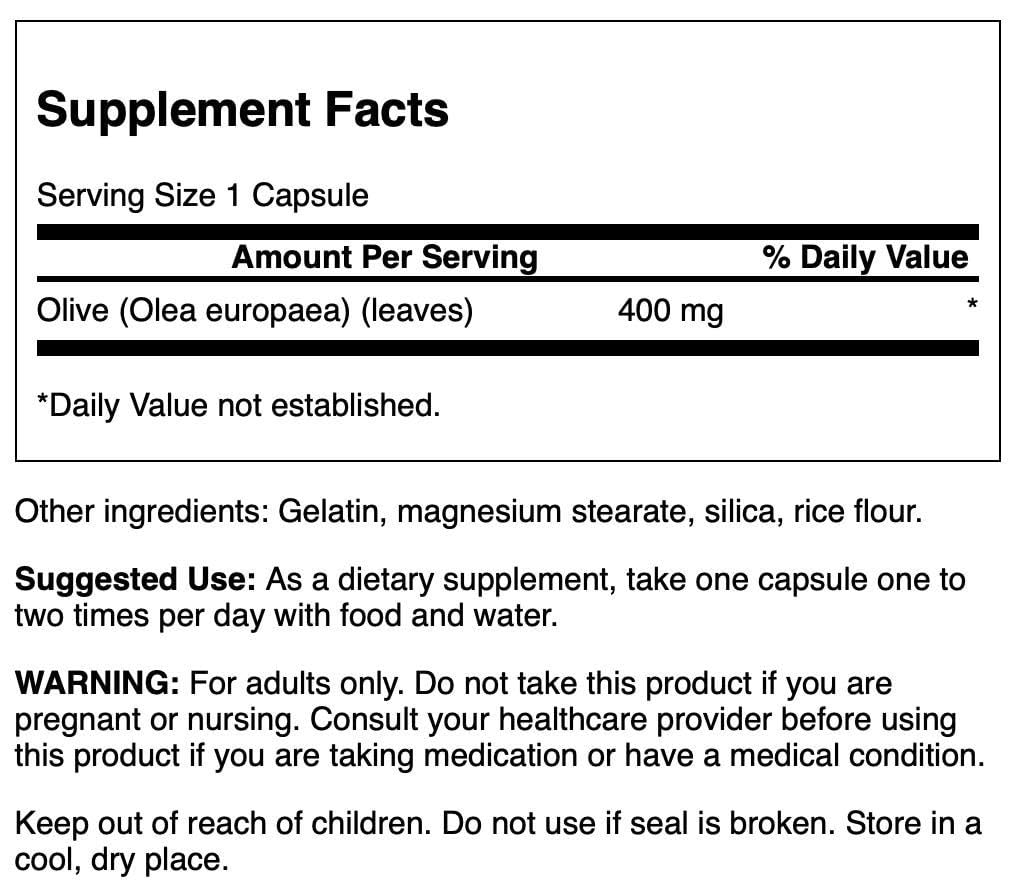 Swanson Full Spectrum Olive Leaf 400 mg | 60 Capsules