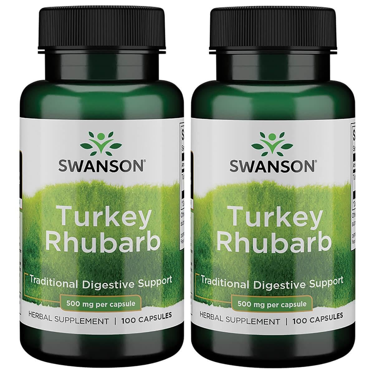 Swanson Turkey Rhubarb - Digestive Health Supplement (100 Capsules, 500mg) 2 Pack