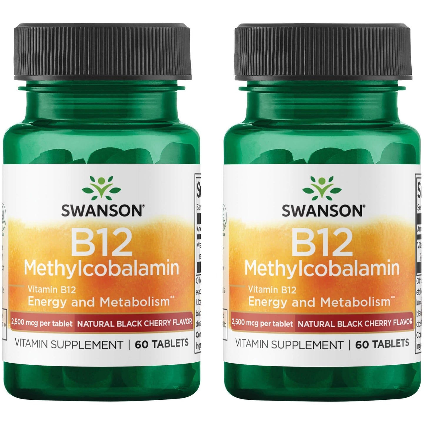Swanson Vitamin B12 Methylcobalamin 2,500 mcg – Black Cherry Flavor, 60 Tabs (2 Pack)
