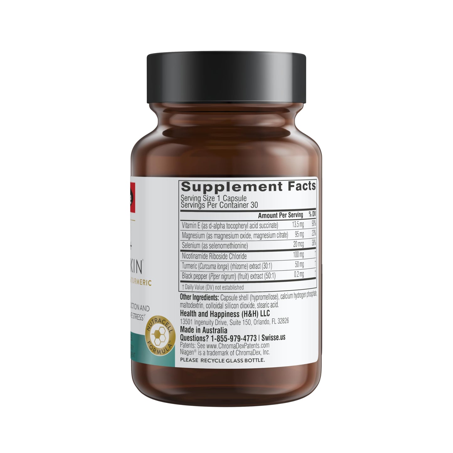 Swisse Plus NAD+ Calm Skin | Clinically Tested NAD+ Supplement | Supports Balanced, Healthy Skin | Anti-Aging Supplement for Women & Men | 30 Capsules