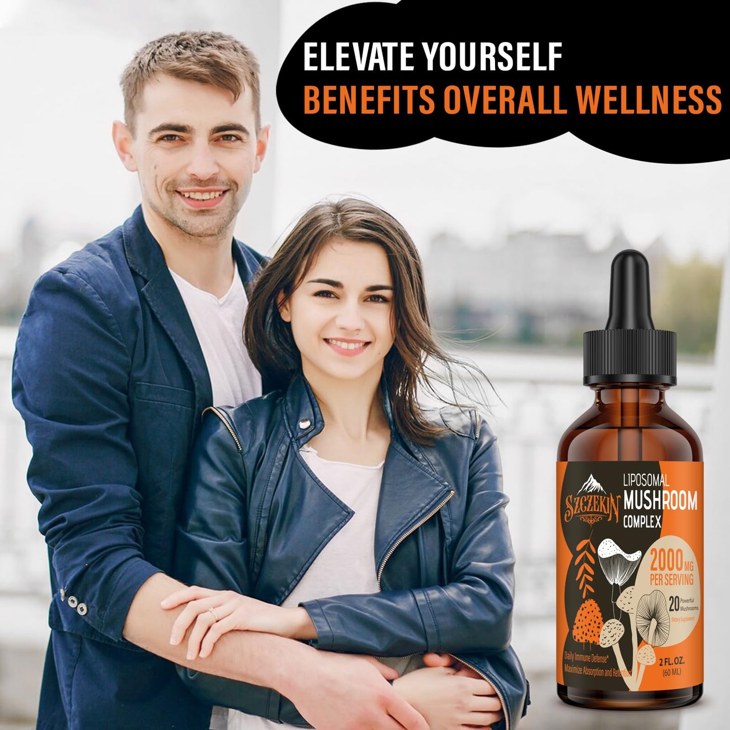 SZCZEKIN Liposomal Mushroom Drops 2000 MG – 20 Organic Extracts for Immunity, Cognition & Memory | 90 Servings