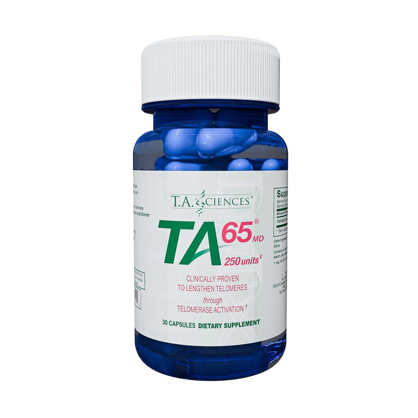 T.A. Sciences TA-65 Telomere Activation Supplement - 2.5x Potency, 30 Capsules