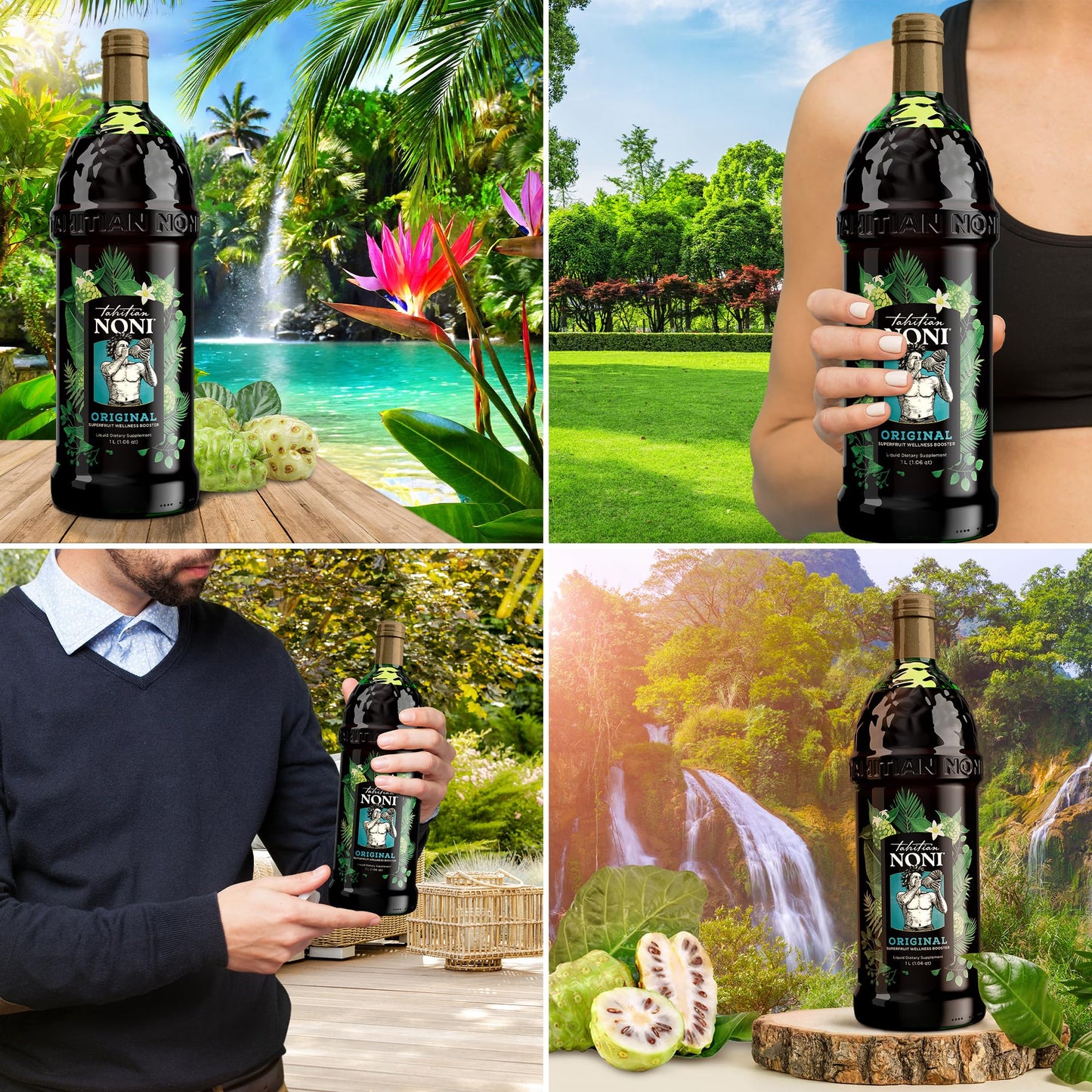 Tahitian Noni Juice by Morinda – Pure Noni with Blueberry & Grape Extracts – 4 Pack 1L
