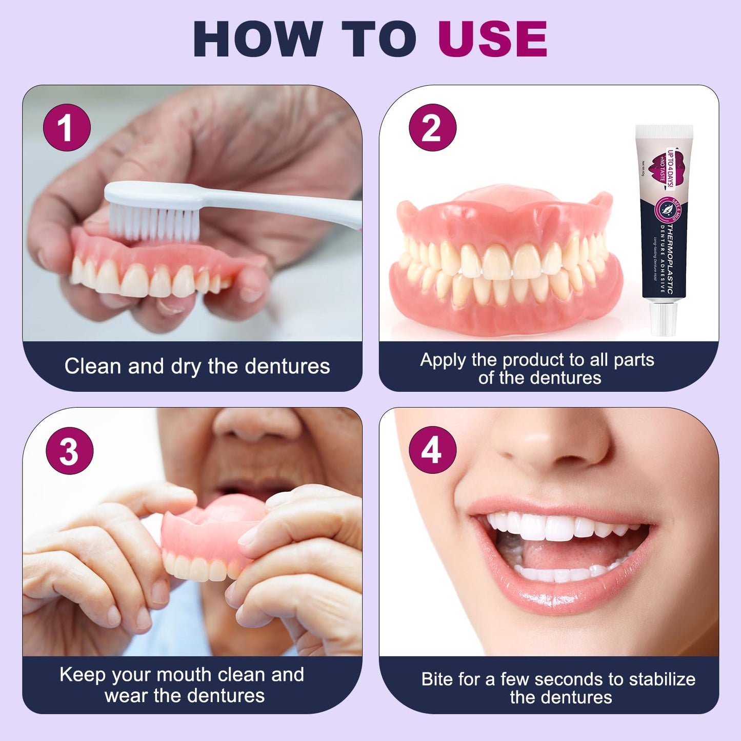 2Pcs Thermoplastic Denture Adhesive – Secure Dentures Up to 4 Days