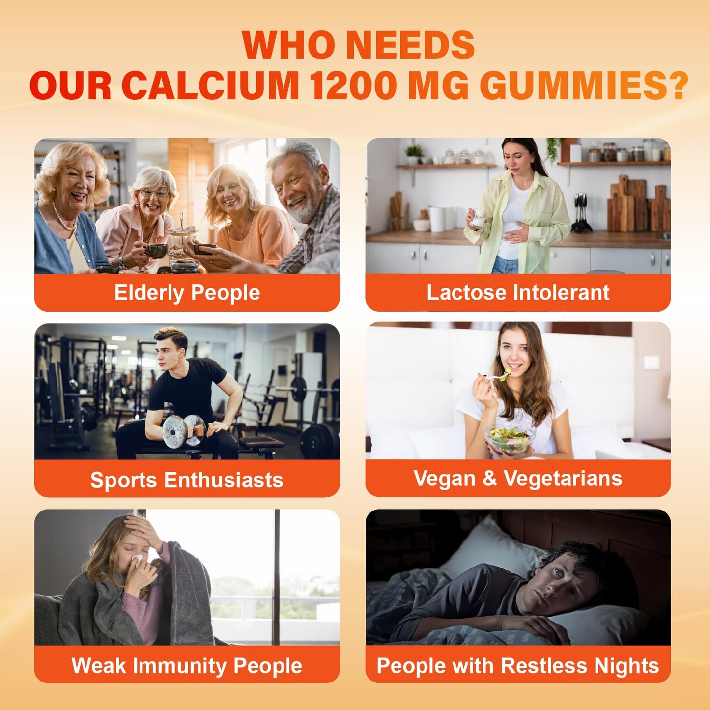 Calcium 1200 mg Gummies with Vitamin D3 – Calcium Citrate, K2 & Ashwagandha
