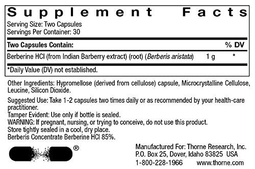THORNE BERBERINE-500 (Pack of 2) – 60 Capsules Each